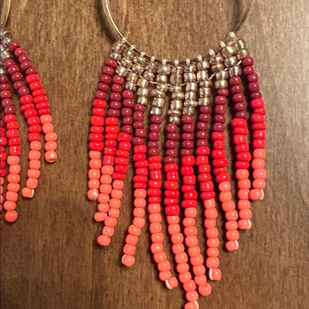 Like New! Elegant Beaded Hoop Earrings - Vibrant Color! - Picture 5 of 8